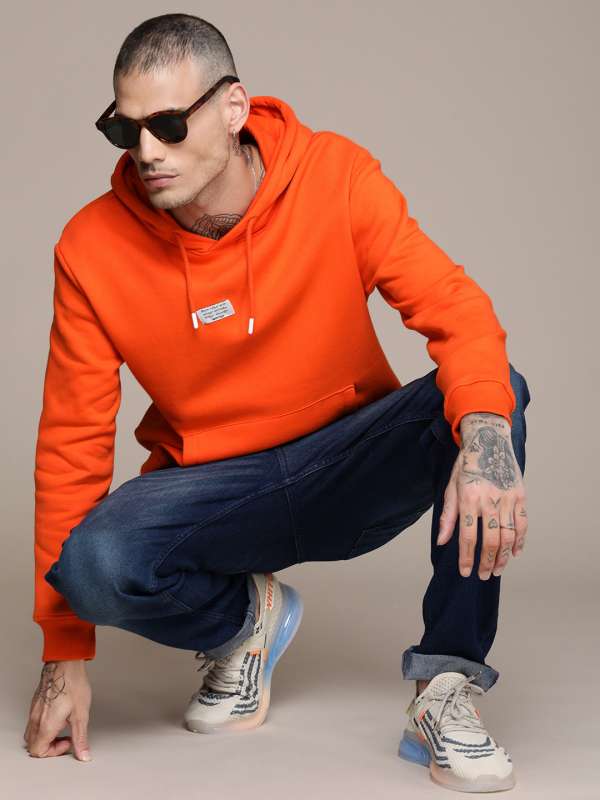 Orange hoodie outfit top men