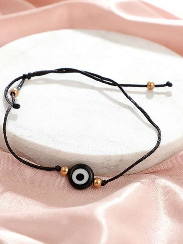 Black thread anklet for men store