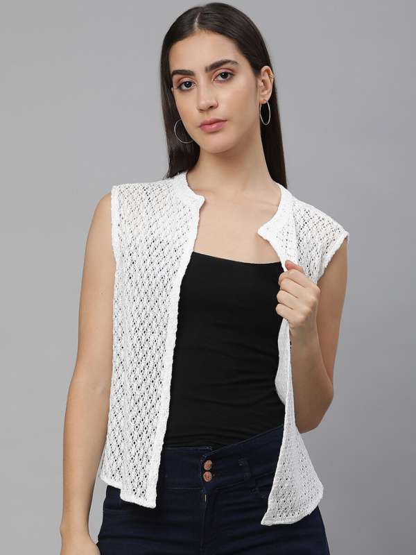 Sleeveless white shrug shop