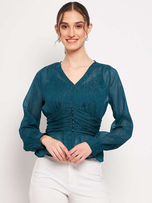 Madame Teal Tops Buy Madame Teal Tops online in India