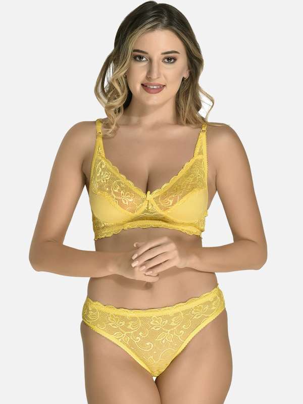 Yellow Innerwear Women Lingerie Set - Buy Yellow Innerwear Women