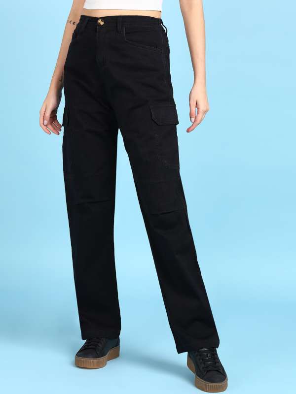 Buy Online Women Maroon Solid Y2K Cargo Trousers at best price  Plussin