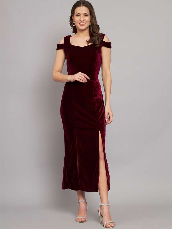 Velvet dress myntra clearance