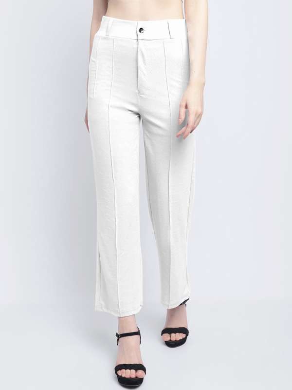 Straight Fit Trousers with Belt Detailing