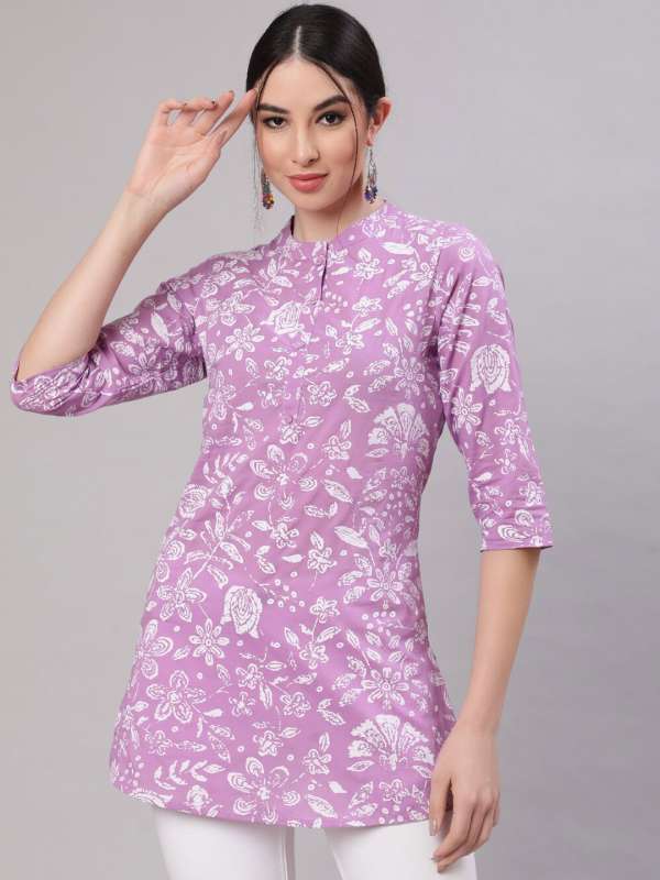 Light Violet Printed Cotton Tunic Top at Rs 340/piece in Jaipur