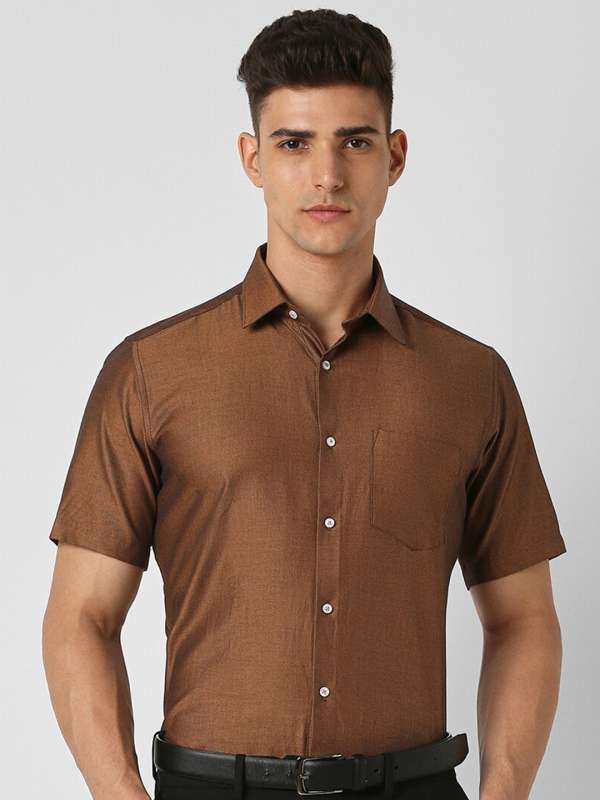 Van Heusen Brown Short Sleeves Formal Shirt - Buy Van Heusen Brown