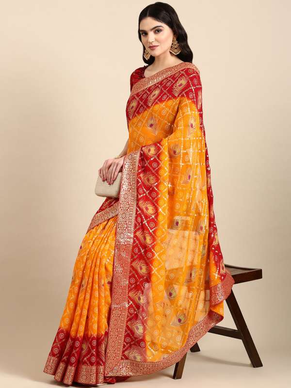 Myntra yellow saree shop