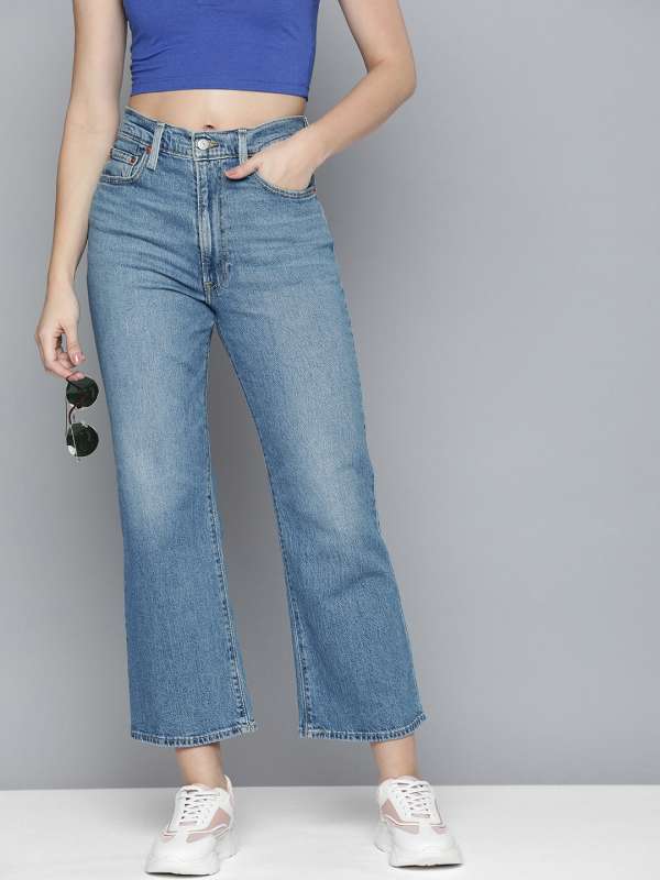 Levis Women Blue Ribcage Split Flare Bootcut High Rise Clean Look