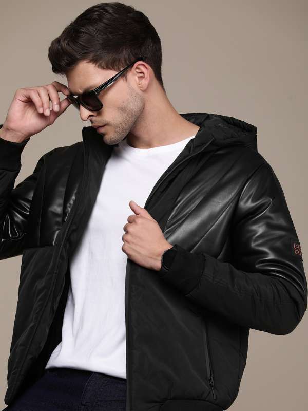 French Connection Men Black Solid Bomber Jacket Buy French Connection Men Black Solid Bomber Jacket online in India