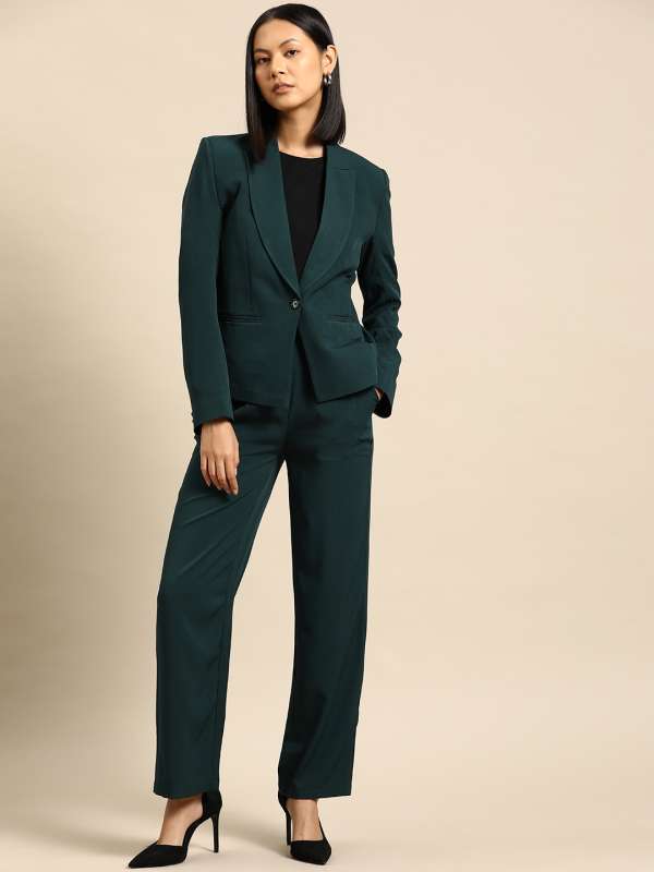 HGDS Green Suit Women Blazer Set Irregular Office Lady 2Piece Sets  Business ThreeQuarter Sleeve Jacket  Trouser Suits Light GreenLChina   Amazonde Fashion