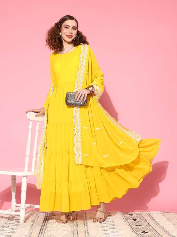 Traditional Yellow Gown For Haldi Ceremony - Clothsvilla