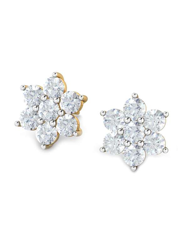 Cute Gold Polish American Diamond Stud Earrings