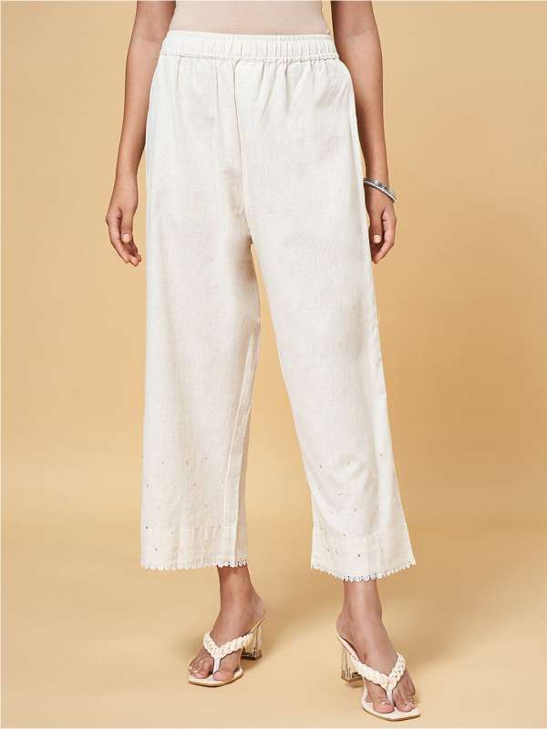 Rangmanch By Pantaloons White Solid Regular Fit Palazzo Buy Rangmanch By Pantaloons White Solid Regular Fit Palazzo online in India