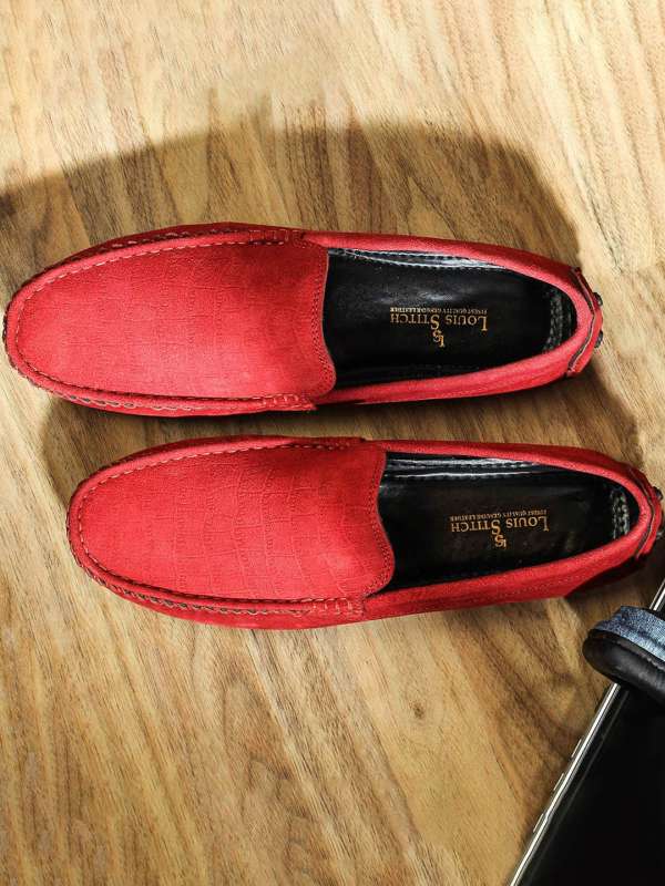 Buy LOUIS STITCH Crimson Red Italian Suede Leather Shoes Laceup