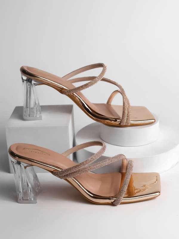 Golden sale heels myntra