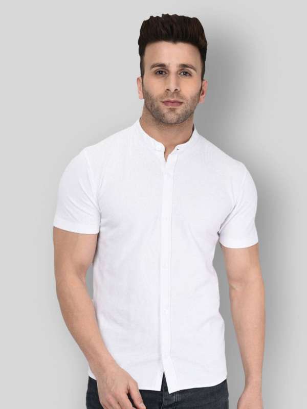 White chinese collar on sale shirt