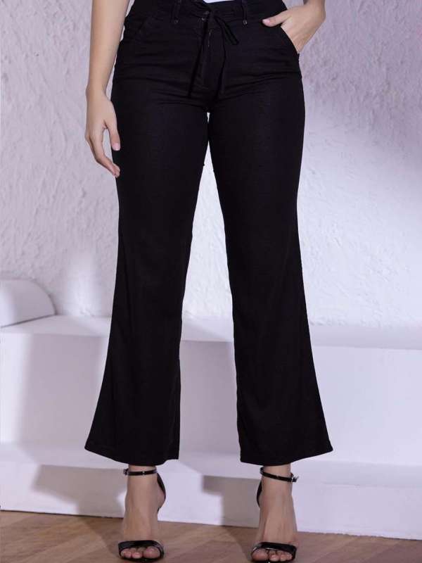 ASOS DESIGN linen straight leg trouser in black  ASOS