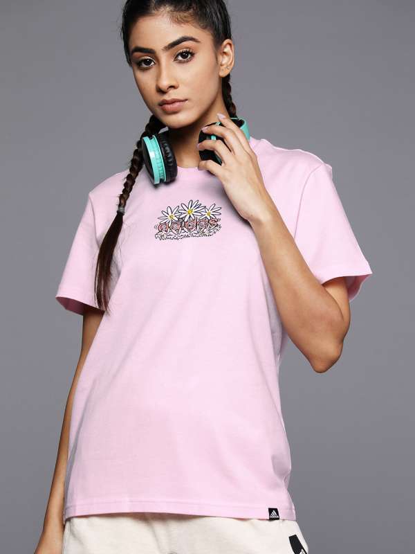 Pink floral adidas shirt new arrivals