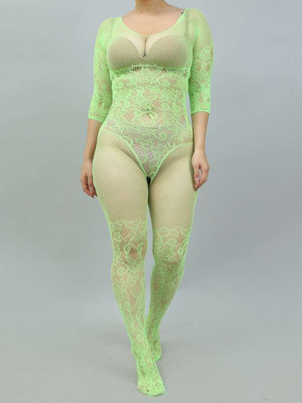 Green hot sale lace stockings