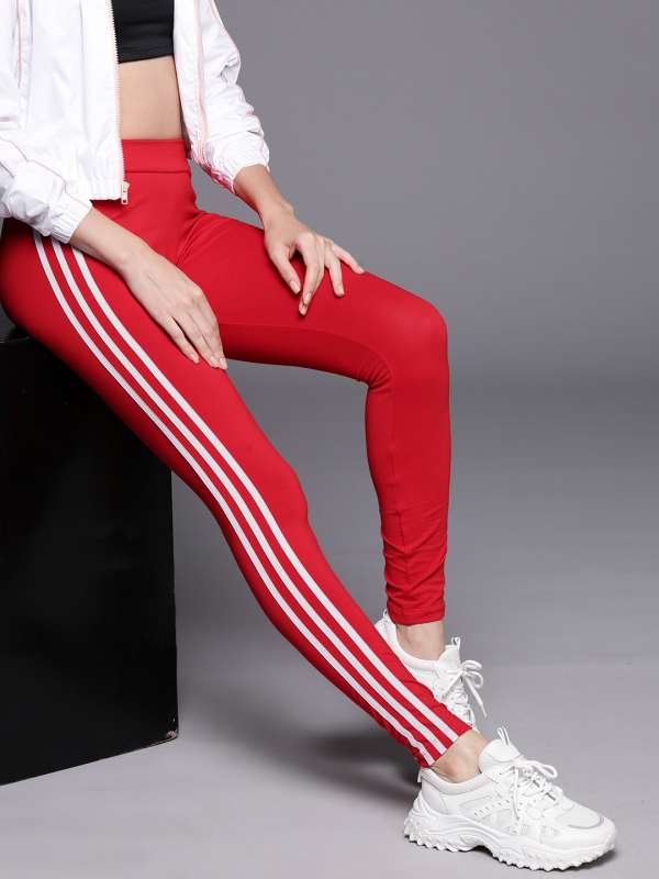  adidas Womens 3 Stripe 7/8 Tights (Black/White Stripe