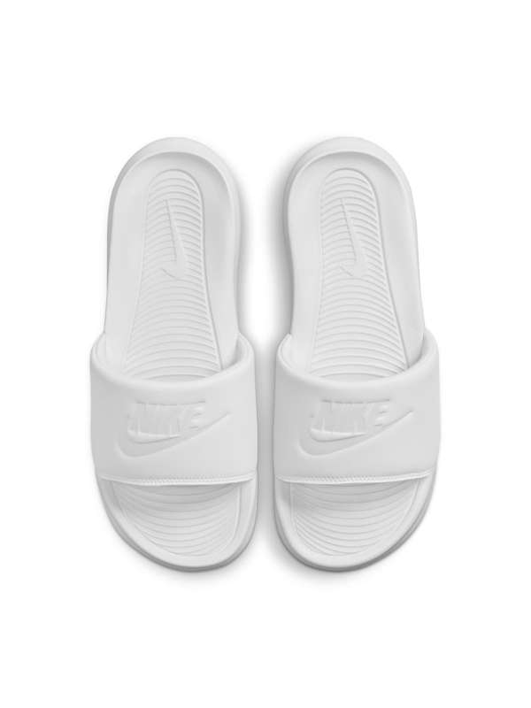 All white nike slides womens store