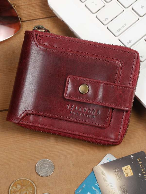 WILDHORN Men Casual Brown Genuine Leather Wallet maroon - Price in India