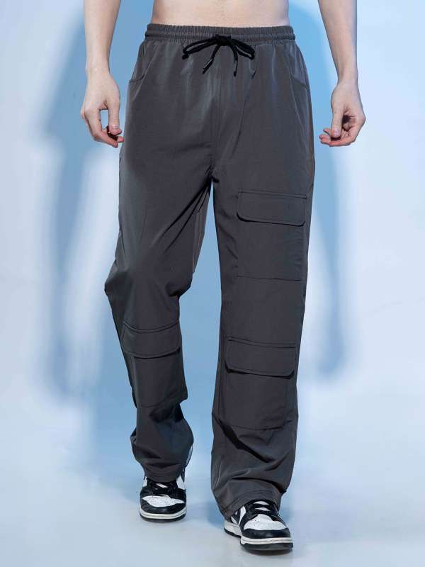 Mens Cotton Polyester Cargo Pants, Mens Pure Color Relaxed Fit
