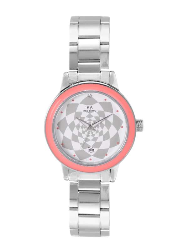 Maxima white analog outlet watch