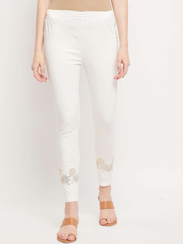 Buy Pink & White Leggings for Women by Clora Creation Online