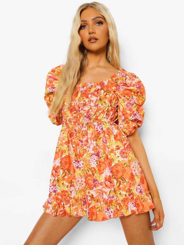 Orange print playsuit discount