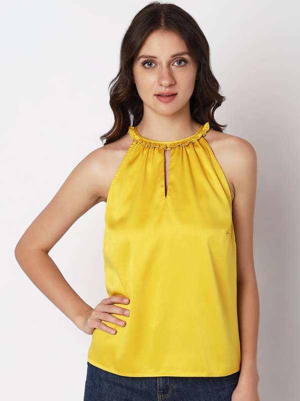 Yellow discount sleeveless shirt