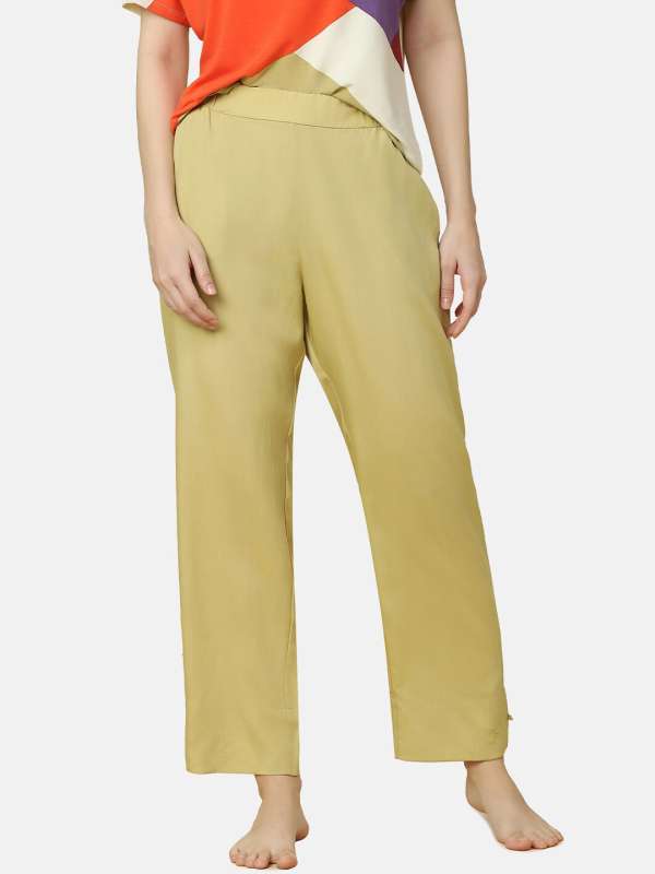 Khaki Pure Cotton Elastic Lounge Wear Pajama Pant Online In India SizeShirt  M Pyjama Length 40 Color Gold