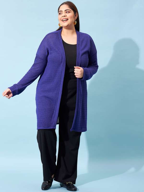 Navy blue shrug plus hot sale size