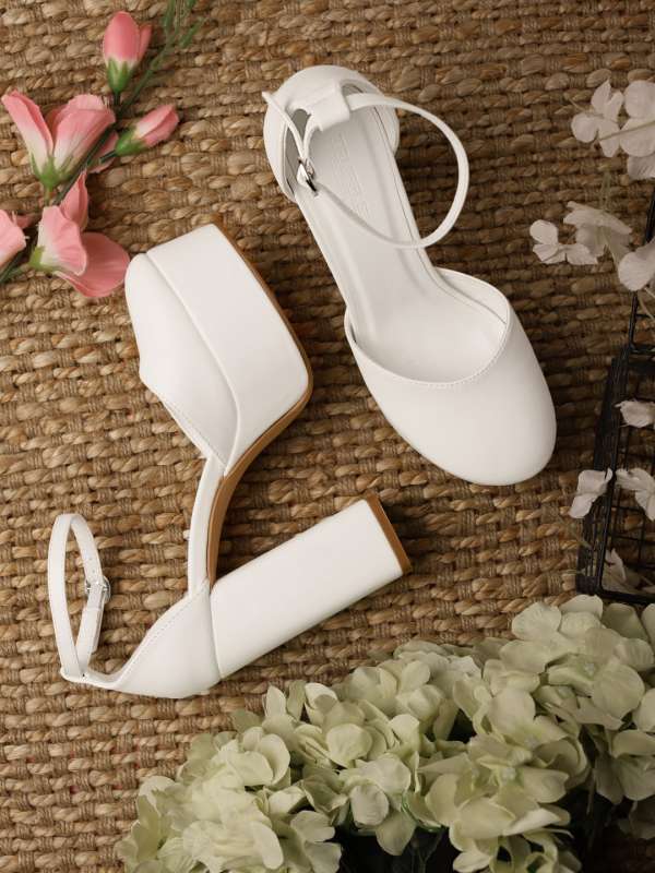 White suede block hot sale heels