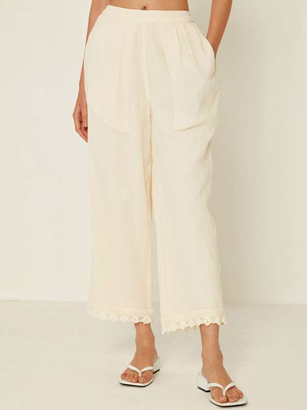 Buy NEUDIS White Regular Fit Pleated Trousers for Womens Online  Tata CLiQ