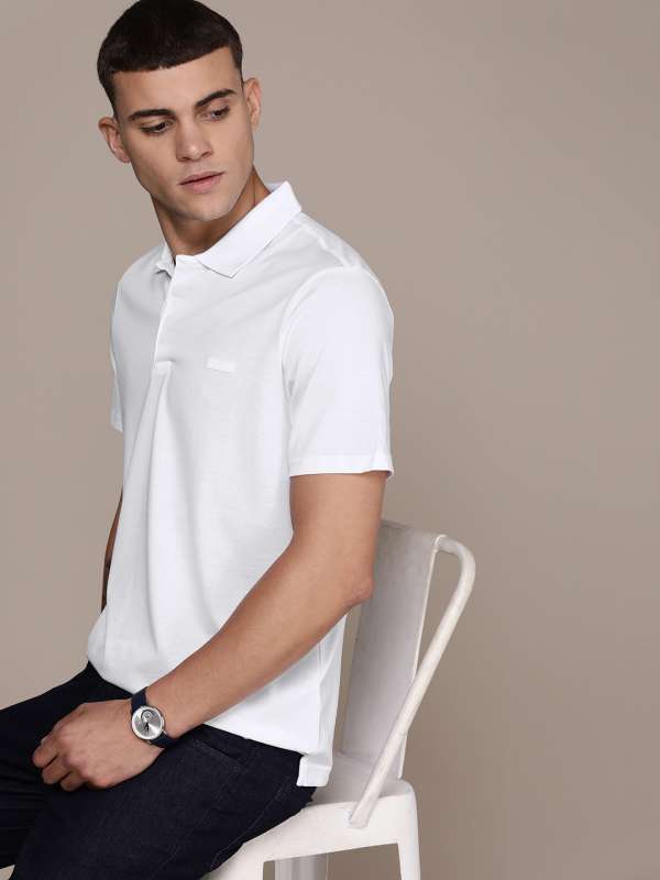 Calvin klein white polo t shirt on sale
