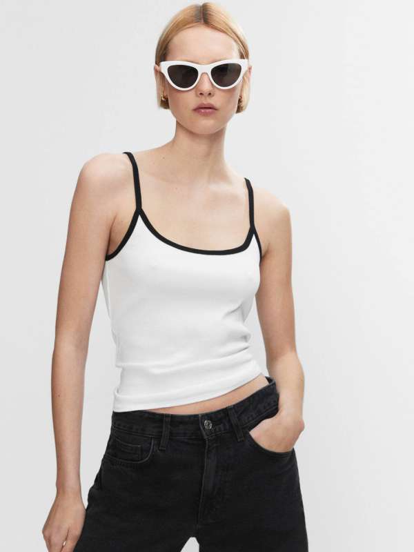 Straight Neck Ribbed Cami Crop Top