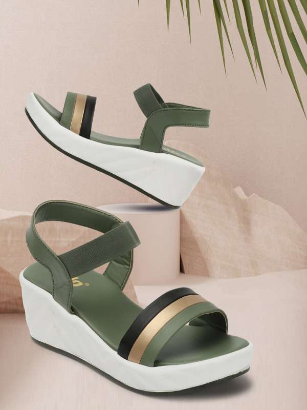 Olive green shop wedge heels