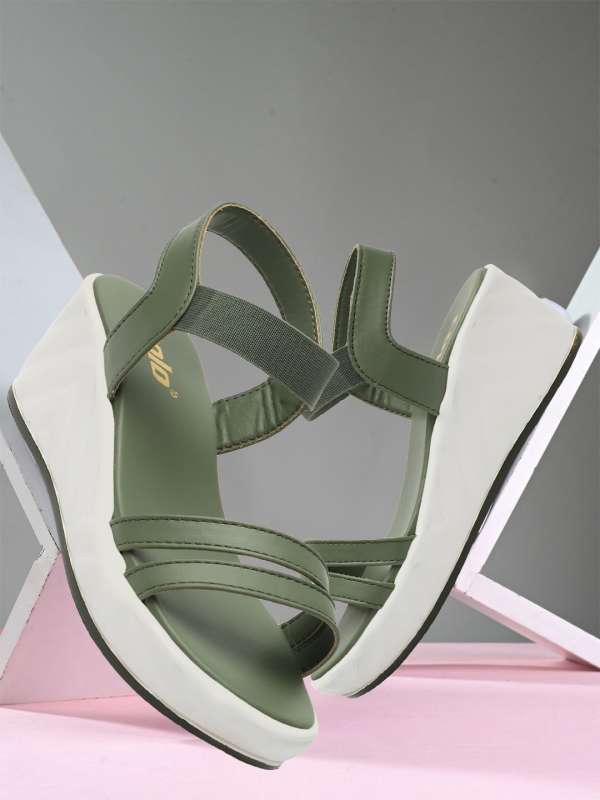 Olive green shop wedge heels