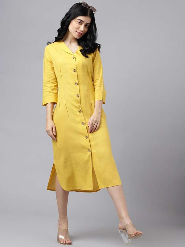 V neck store button up dress