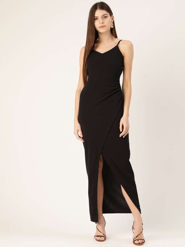 Wrap front crepe maxi dress sale