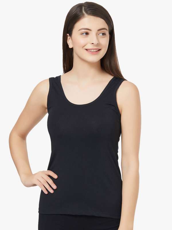 Buy Seamless Women V Neck Line Black Camisole Online in India – C9