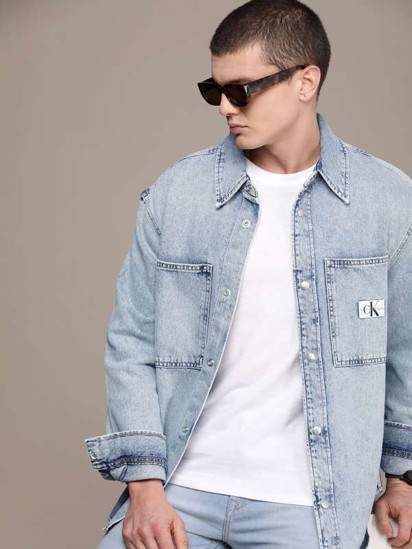 Calvin Klein Jeans Men Solid Casual Grey Shirt - Buy Calvin Klein