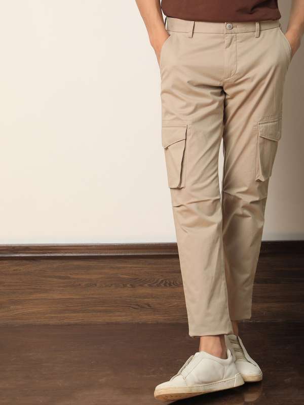 Mens Fixed Waistband Relaxed Twill Cargo Trousers  Beige  30 Beige   Compare  Closer