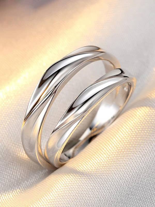 Interlocking Couple Promise Rings Set for Women and Men, Simple Cute  Wedding Ring Band in 925 Sterling Silver, Matching His and Hers Jewelry for  Couples : iDream Jewelry