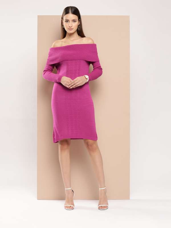 Off the shoulder cheap bodycon sweater dress