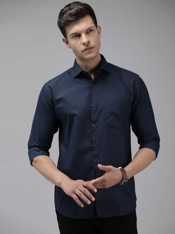 Park Avenue Men Navy Blue Slim Fit Solid Casual Shirt 8719249.htm