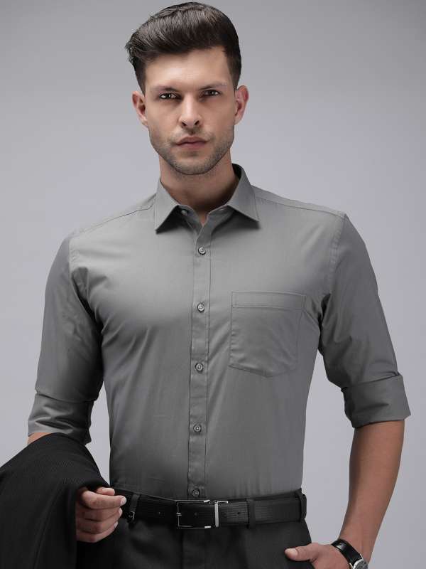 Javinishka Men Solid Formal Grey Shirt - Buy Javinishka Men Solid