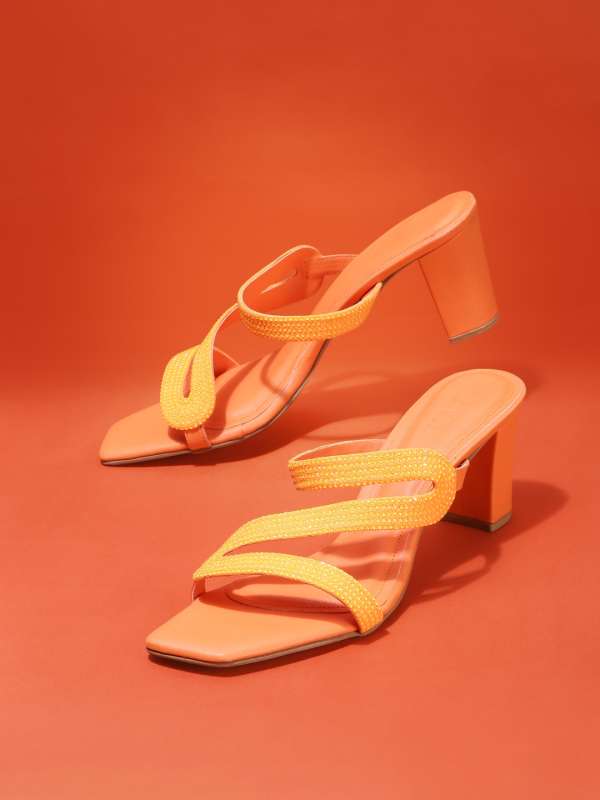 Orange high heel shoes shop