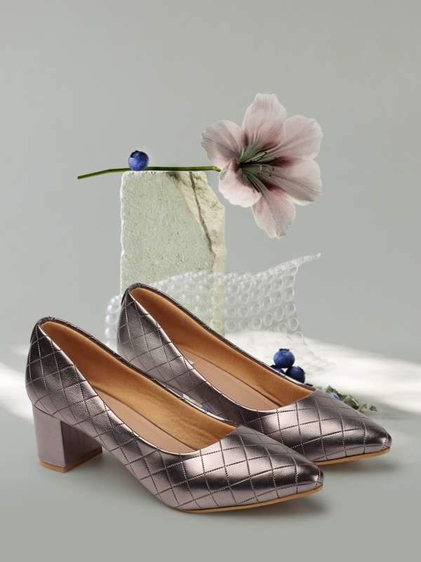 Silver block heel on sale pump